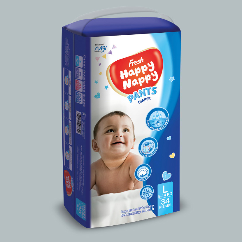 Happy Nappy Pants Diaper L-34p (9-14kg)