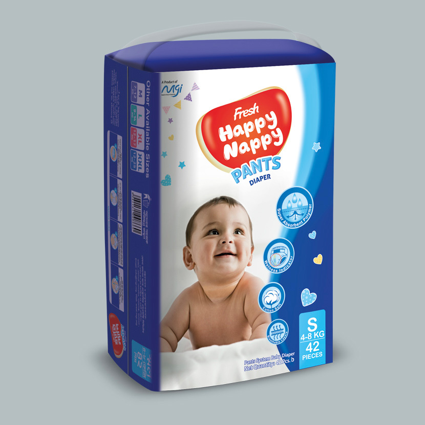 Happy Nappy Pants Diaper S-42p (4-8kg)